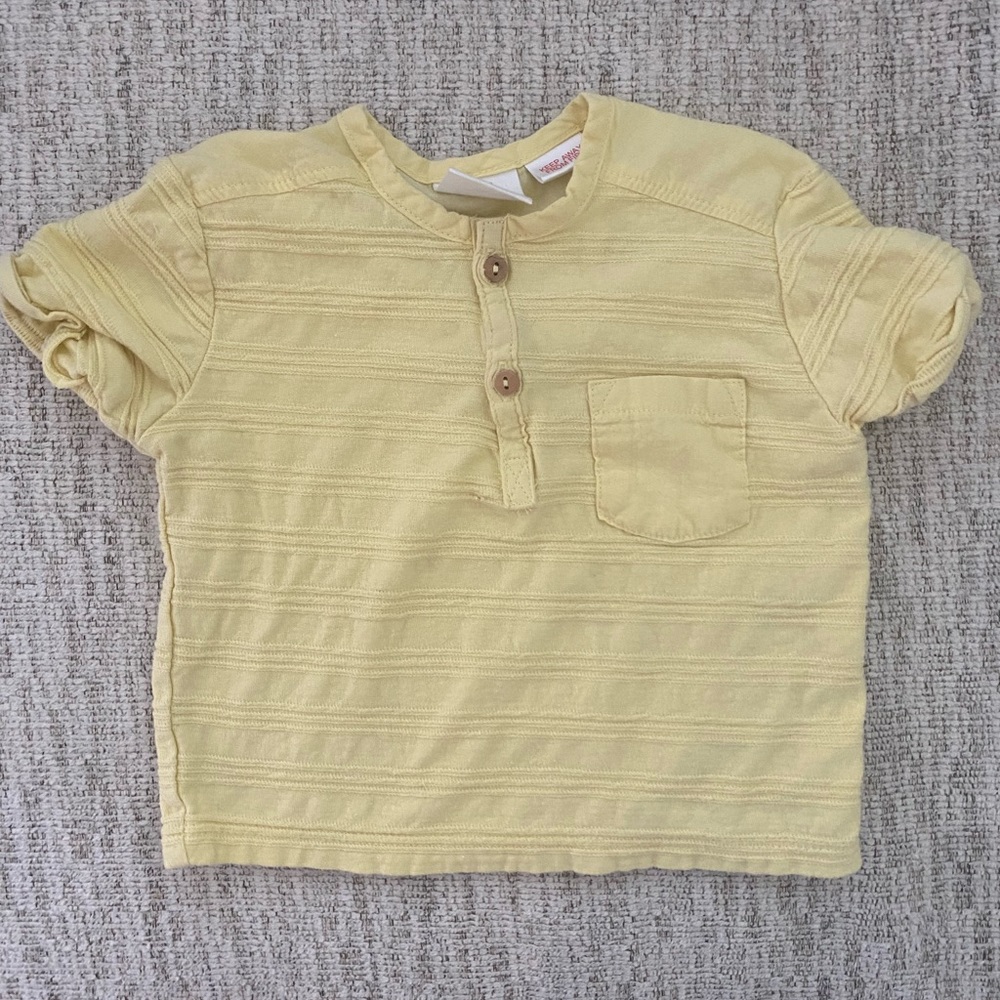 Zara yellow textured strip shirt 3-6 months
